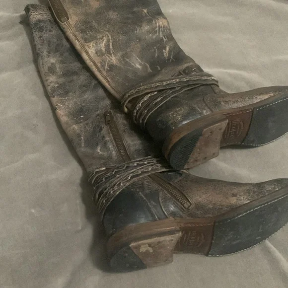 Bed Stu 8 black leather distressed 2 zippers - Picture 4 of 9